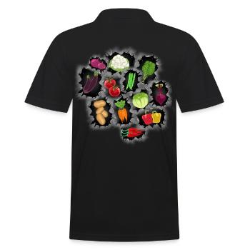 Vitamine Küche Gemüse Vegetarisch Koch Köche - Männer Poloshirt - Schwarz - Hinten - Kai (181cm)