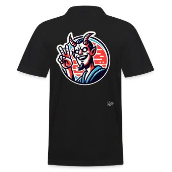 Peace-Zeichen vom Swag-Teufel - Männer Poloshirt - Schwarz - Hinten - Kai (181cm)