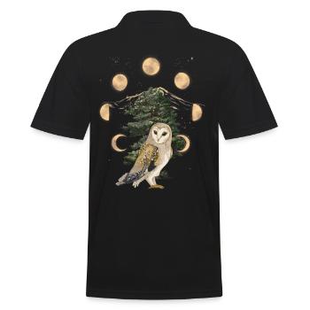 hibou hiboux phase de lune pleine lune - Polo Homme - noir - Dos - Kai (181cm)