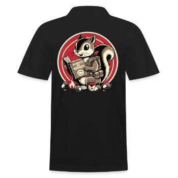 Always be prepared for the prepper squirrel - Men's Polo Shirt - black - Back - Kai (181cm)