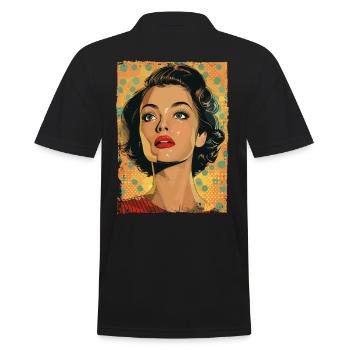 Classic Retro Pop Art Woman - Men's Polo Shirt - black - Back - Kai (181cm)