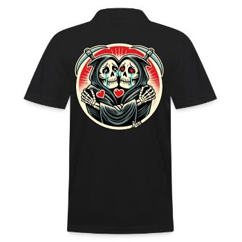Sensenmann Zwillinge weinen und umarmen sich - Männer Poloshirt - Schwarz - Hinten - Kai (181cm)