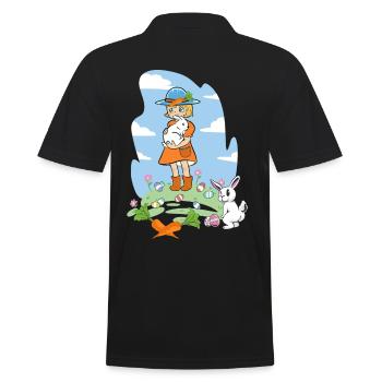 Happy Easter Bunnies Girl Rabbit Easter Bunny - Men's Polo Shirt - black - Back - Kai (181cm)
