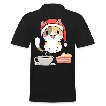 Nikolaus Weihnachtsmann Santa Katze Katzen Miau - Männer Poloshirt - Schwarz - Hinten - Kai (181cm)