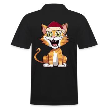 Xmas Nikolaus Katze Katzen Kätzchen Weihnachtsmann - Männer Poloshirt - Schwarz - Hinten - Kai (181cm)