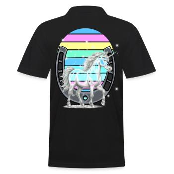 Einhorn Einhörner Regenbogen Pferd Pferde - Männer Poloshirt - Schwarz - Hinten - Kai (181cm)