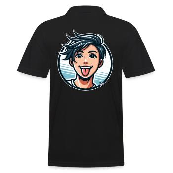 Comic Cartoon Stil: Frecher Junge - Männer Poloshirt - Schwarz - Hinten - Kai (181cm)