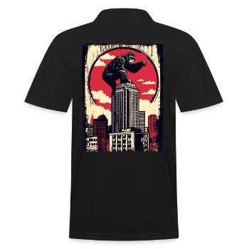 Funny chimpanzee climbs skyscraper - Men's Polo Shirt - black - Back - Kai (181cm)