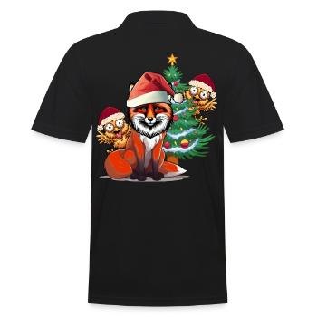 Fox Chicken Coop Christmas Chickens Christmas Tree Xmas - Men's Polo Shirt - black - Back - Kai (181cm)