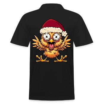 Christmas Chicken Chickens Santa Claus - Men's Polo Shirt - black - Back - Kai (181cm)