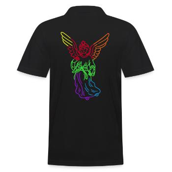 LGBT Regenbogen Engel Christmas Regenbogenfahne - Männer Poloshirt - Schwarz - Hinten - Kai (181cm)