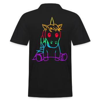LGBT Einhorn Gay Pride Regenbogenfahne Pferd - Männer Poloshirt - Schwarz - Hinten - Kai (181cm)