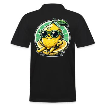 Frais, ensoleillé, heureux, citron - Polo Homme - noir - Dos - Kai (181cm)