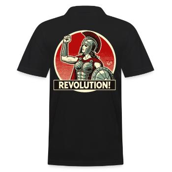 Spartan warrior raises fist for revolution - Men's Polo Shirt - black - Back - Kai (181cm)