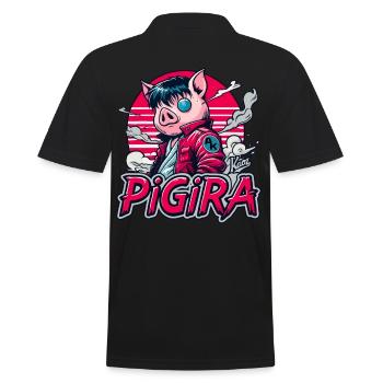 Pigira: Das japanische Cyber Punk Held Schwein - Männer Poloshirt - Schwarz - Hinten - Kai (181cm)