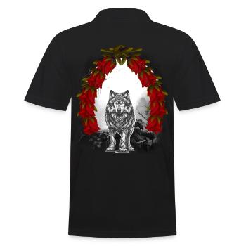 Christmas Weihnachten Märchen Wolf Wölfe Kinder - Männer Poloshirt - Schwarz - Hinten - Kai (181cm)