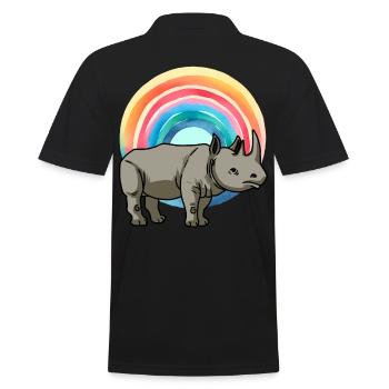 Regenbogen Nashorn Nashörner Zoo Zootiere - Männer Poloshirt - Schwarz - Hinten - Kai (181cm)