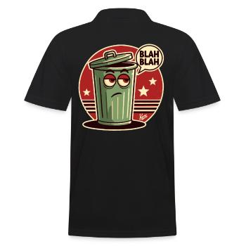Blah Blah: Tired and Bored Trash Can - Men's Polo Shirt - black - Back - Kai (181cm)