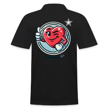 Sweet heart fait un clin d’œil et montre le pouce levé - Polo Homme - noir - Dos - Kai (181cm)