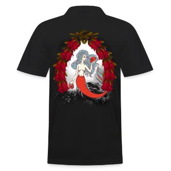 Halloween Mermaid Fairy Tale Xmas - Men's Polo Shirt - black - Back - Kai (181cm)