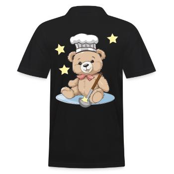 Teddy Sterne Koch Köche Köchin Kochkunst kochen - Männer Poloshirt - Schwarz - Hinten - Kai (181cm)
