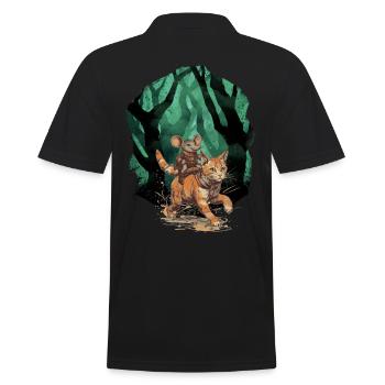 Cat Cats Mouse Mice Adventure Travel Child - Men's Polo Shirt - black - Back - Kai (181cm)