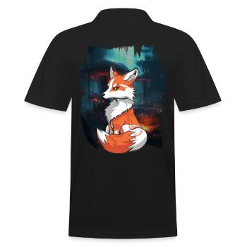 Fox Foxes Nature Fairy Tale Mountain Nature Lover - Men's Polo Shirt - black - Back - Kai (181cm)
