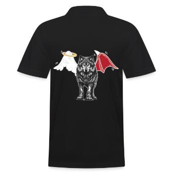Wolf Wolves Angel Devil Halloween Werewolf Occult - Men's Polo Shirt - black - Back - Kai (181cm)