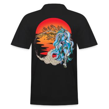 Cheval, Chevaux, Nature, Coucher De Soleil, Soleil - Polo Homme - noir - Dos - Kai (181cm)