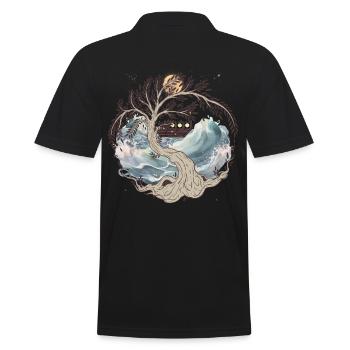 Nature mer vagues bateau bateau voyage Ahoy - Polo Homme - noir - Dos - Kai (181cm)