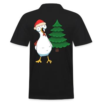 Santa Chicken Chickens Santa Claus Chicken Coop - Men's Polo Shirt - black - Back - Kai (181cm)