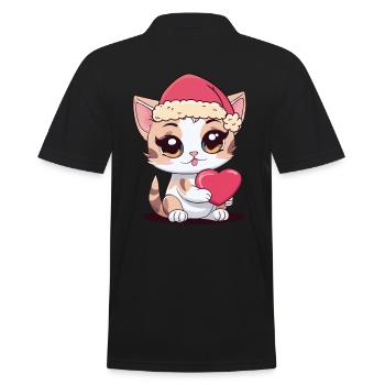 Weihnachtsmann Nikolaus Katze Katzen Kinder - Männer Poloshirt - Schwarz - Hinten - Kai (181cm)
