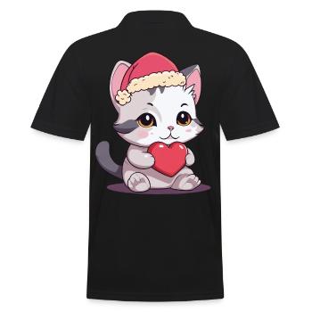 Niedliche Katze Weihnachtsgeschenk Katzen Kind - Männer Poloshirt - Schwarz - Hinten - Kai (181cm)