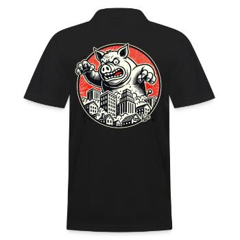 The Return of the Funny Monster Pig - Men's Polo Shirt - black - Back - Kai (181cm)
