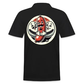 Saucisse Bratwurst étreinte par deux œufs - Polo Homme - noir - Dos - Kai (181cm)