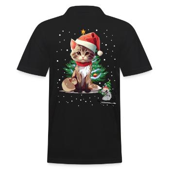 Funny Mouse Cat Pets Christmas Xmas Santa - Men's Polo Shirt - black - Back - Kai (181cm)