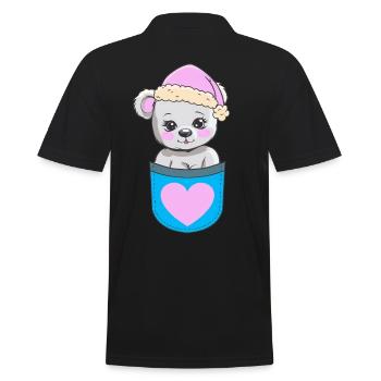Teddy Bear Gnome Dwarf Kids Child Bear Stuffed Animal - Men's Polo Shirt - black - Back - Kai (181cm)