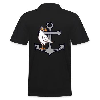 Anchor Seagull Seagulls Seagull Maritime Sailor - Men's Polo Shirt - black - Back - Kai (181cm)