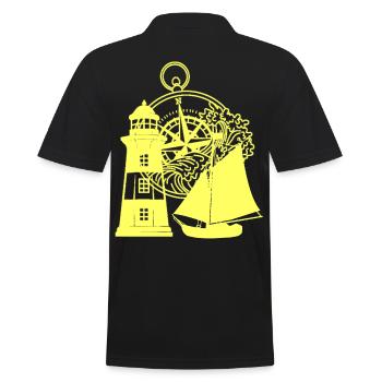Maritime Lighthouse Compass Sailing Ship Ship - Men's Polo Shirt - black - Back - Kai (181cm)