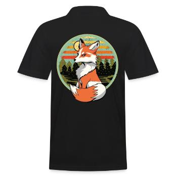 Retro Vintage Fuchs Füchse Natur 80er 90er - Männer Poloshirt - Schwarz - Hinten - Kai (181cm)
