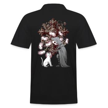Halloween Ghost Ghost Crosses Crucifix Cat - Men's Polo Shirt - black - Back - Kai (181cm)