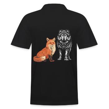 Renard, Renards, Loup, Loups, Animaux sauvages - Polo Homme - noir - Dos - Kai (181cm)