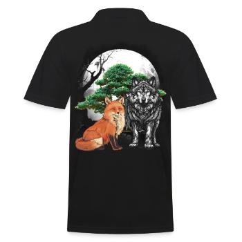 Forest Dwellers Wolf Wolves Fairy Tales Fox Foxes Child - Men's Polo Shirt - black - Back - Kai (181cm)