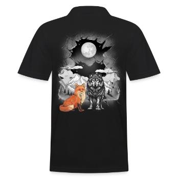 Gebirge Natur Wölfe Wölfe Fuchs Füchse Berge Mond - Männer Poloshirt - Schwarz - Hinten - Kai (181cm)