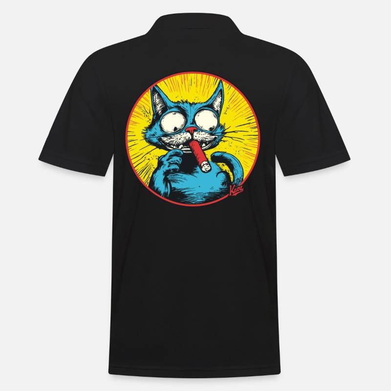 Coole Blaue Antihelden-Katze - Männer Poloshirt - Schwarz