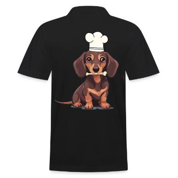 Dackel Hund Hunde Koch Köche Köchin Gastgeber - Männer Poloshirt - Schwarz - Hinten - Kai (181cm)
