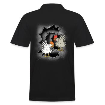 Huhn Hühner Henne Hennen Hahn Hähne - Männer Poloshirt - Schwarz - Hinten - Kai (181cm)