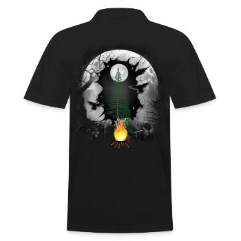 Campfire Nature Camping Outdoor Adventure Forest - Men's Polo Shirt - black - Back - Kai (181cm)