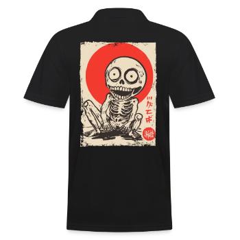 Funny Japanese Edo Era Skeleton - Men's Polo Shirt - black - Back - Kai (181cm)