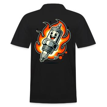 Cheerful spark plug on fire - Men's Polo Shirt - black - Back - Kai (181cm)
